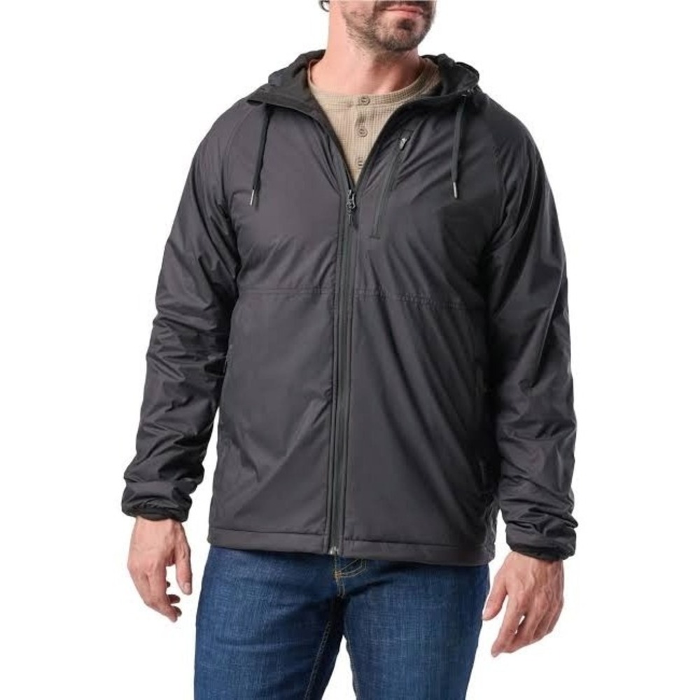 5.11 Tactical Warner light weight jacket men 2XL black hooded windbreaker